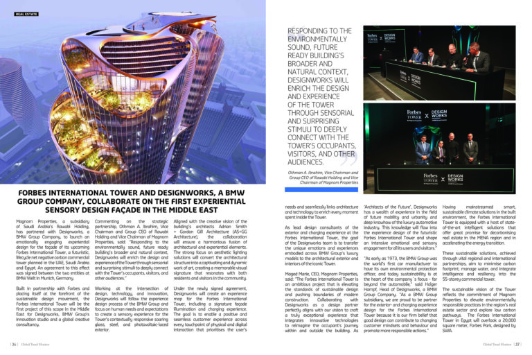 Forbes International Tower and Designworks, a BMW Group Company, collaborate on the first experiential sensory design façade in the Middle East